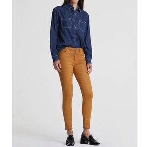 Ag Adriano Goldschmied Legging Ankle Super Skinny Ankle Faux Leather Mustard 27